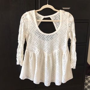 Lace Free People 3/4 Sleeve top